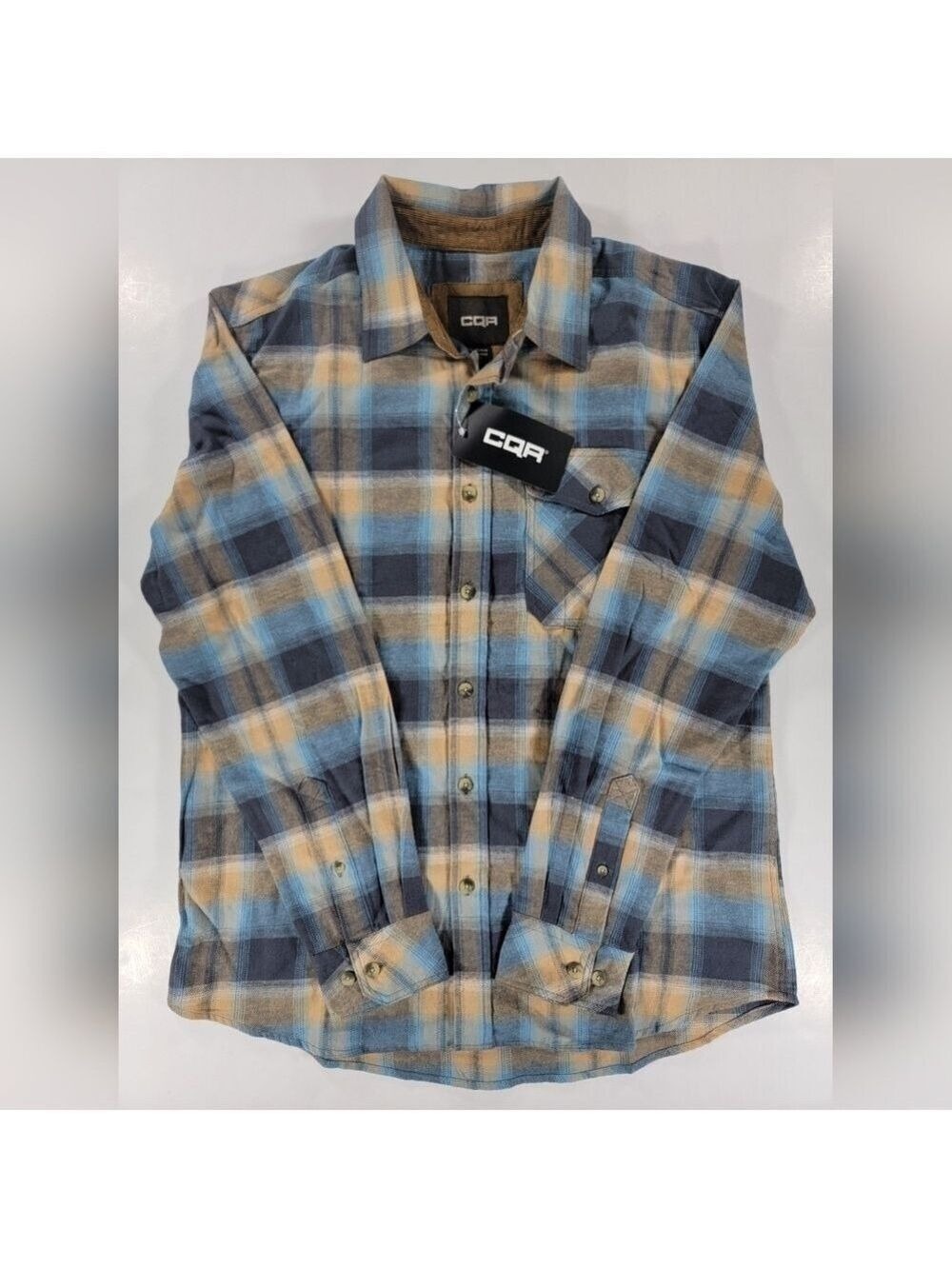 NEW CQR Cotton Flannel Shirt Long Sleeve Plaid Casual Button Shirt Men's Medium
